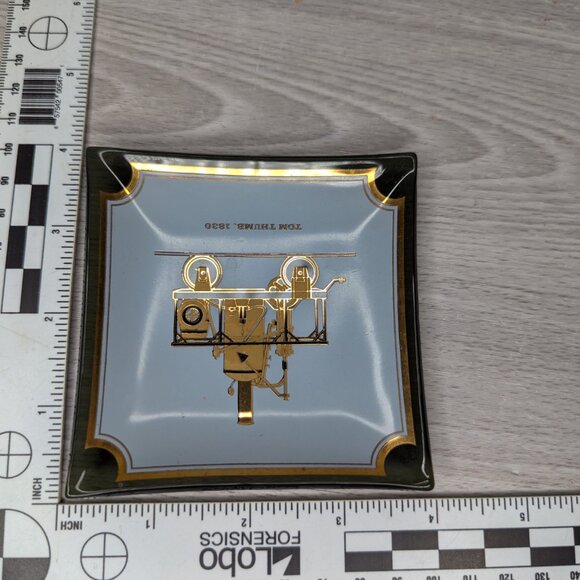 Vintage Houze Art Curved Glass Trays w/ Locomotives Train Railroad 3.5" X 3.5" - Picture 12 of 14